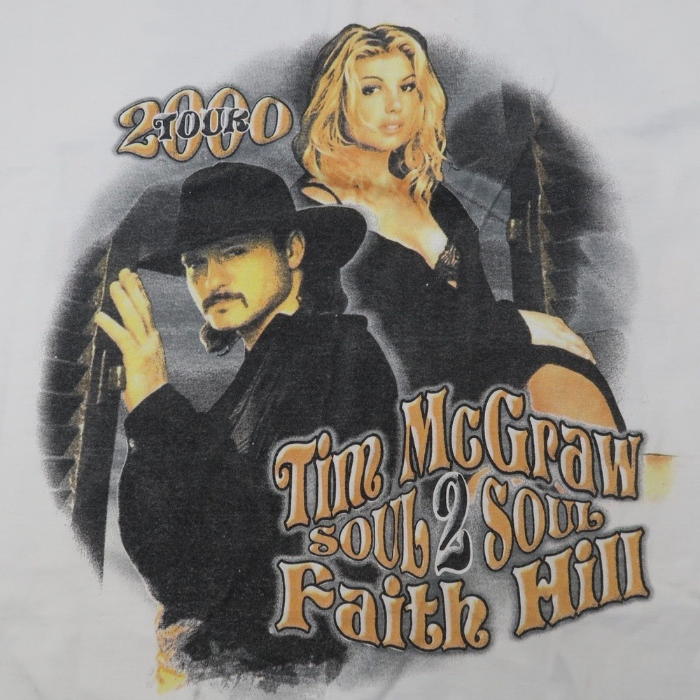 Vintage Tim McGraw Faith Hill Soul 2 Soul‎ Tour 2000 T-Shirt Size XL White